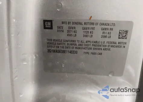 2014 Chevrolet Impala Limited Ls from USA, damaged, VIN 2G1WA5E38E1148330